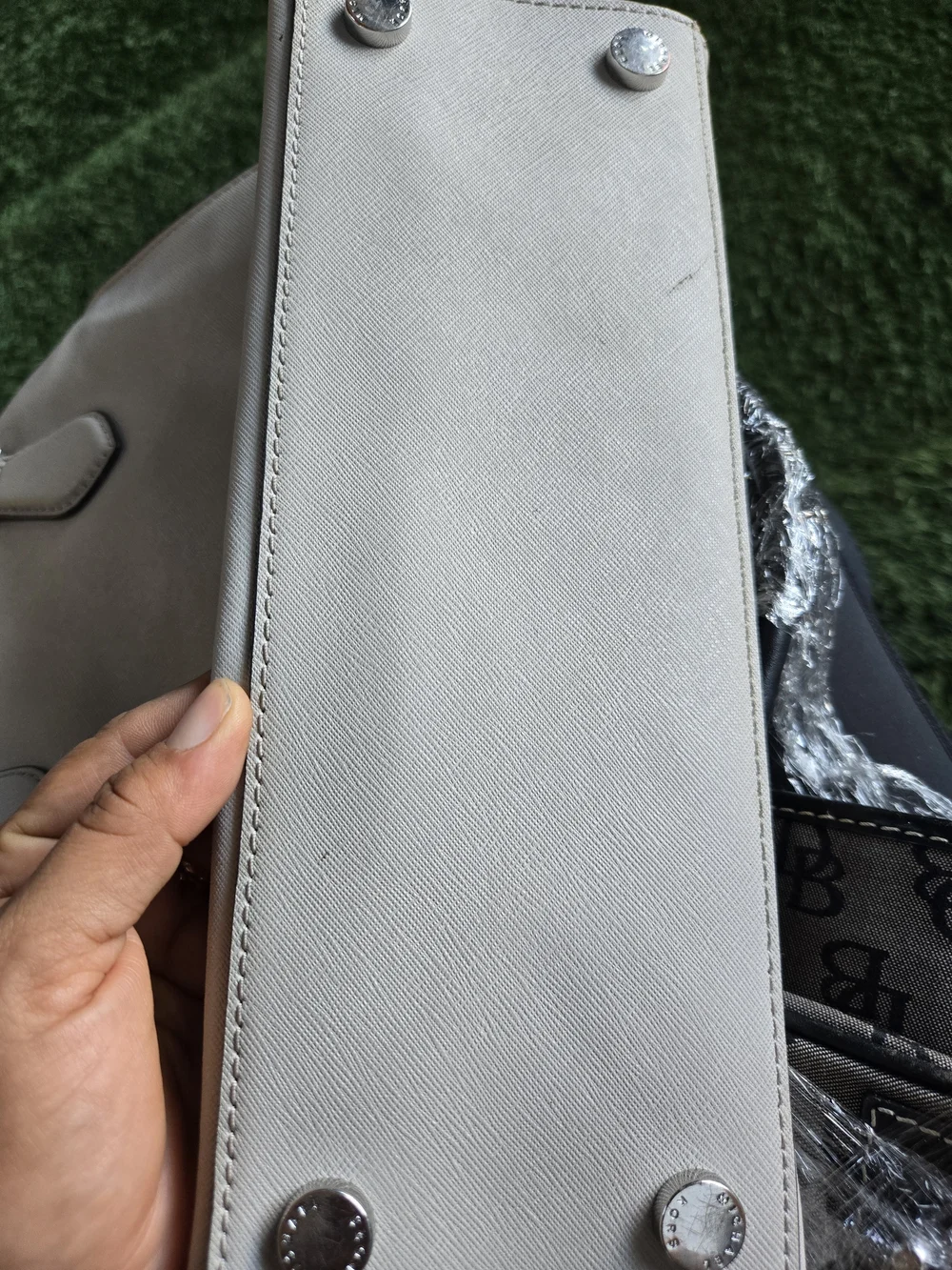Grey Structured Top-Handle Satchel Bag
